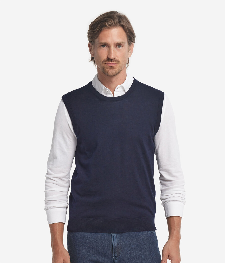 maglione gilet in cashmere ultrafine a collo tondo