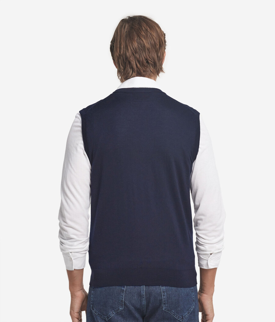 maglione gilet in cashmere ultrafine a collo tondo