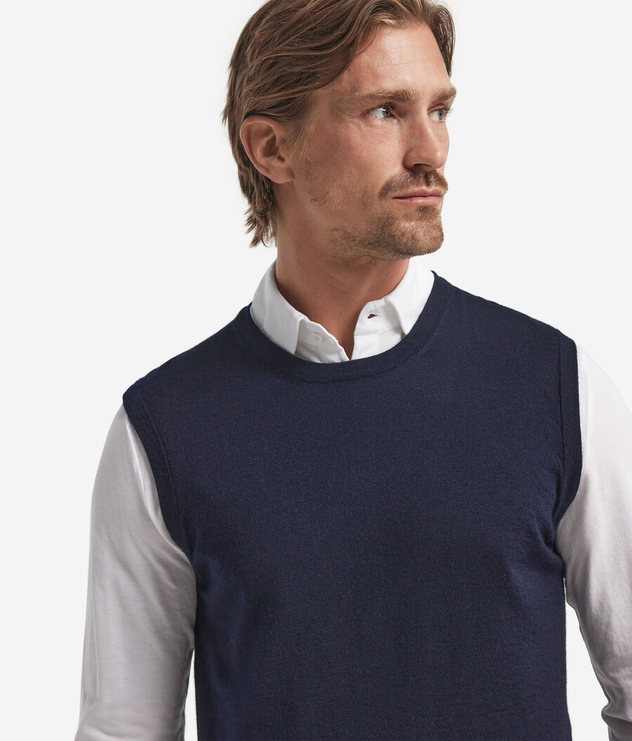maglione gilet in cashmere ultrafine a collo tondo